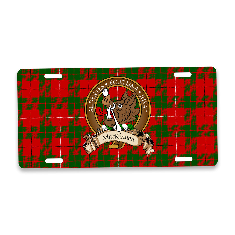 MacKinnon Scottish Clan Crest Auto License Plate – Brown Crest Design