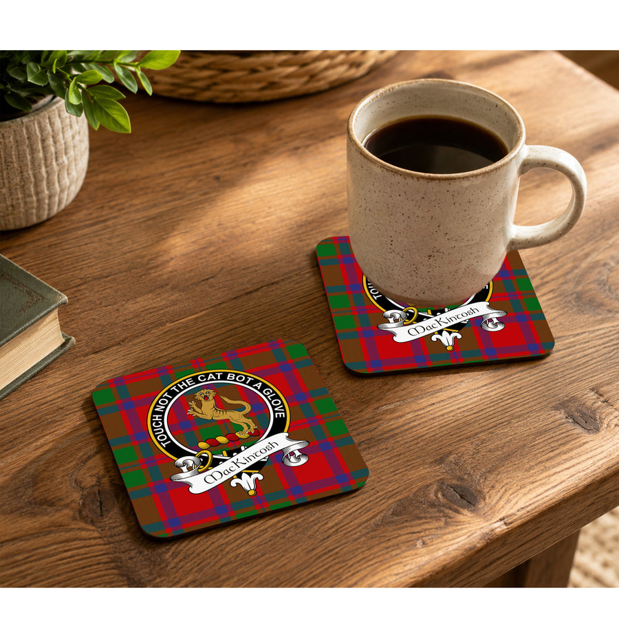 MacKintosh Scottish Clan Crest Rubber Coasters - Black Design Set of 4
