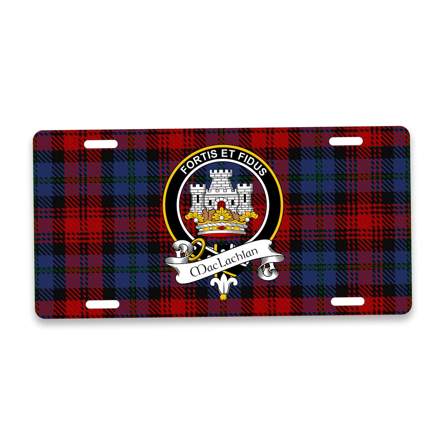 MacLachlan Scottish Clan Crest Auto License Plate – Black Crest Design