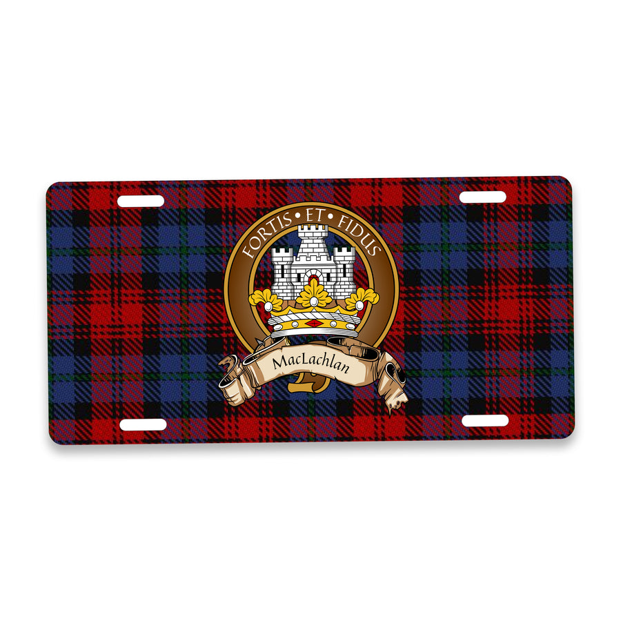 MacLachlan Scottish Clan Crest Auto License Plate – Brown Crest Design