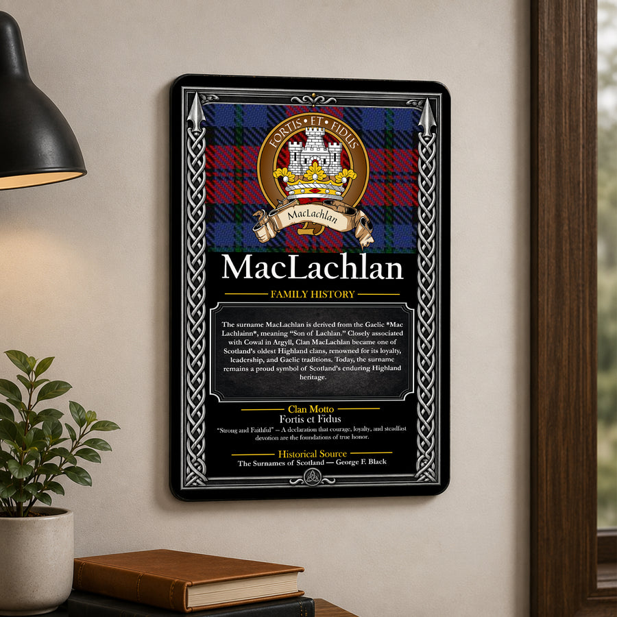 MacLachlan Scottish Family History Metal Sign – Brown Crest