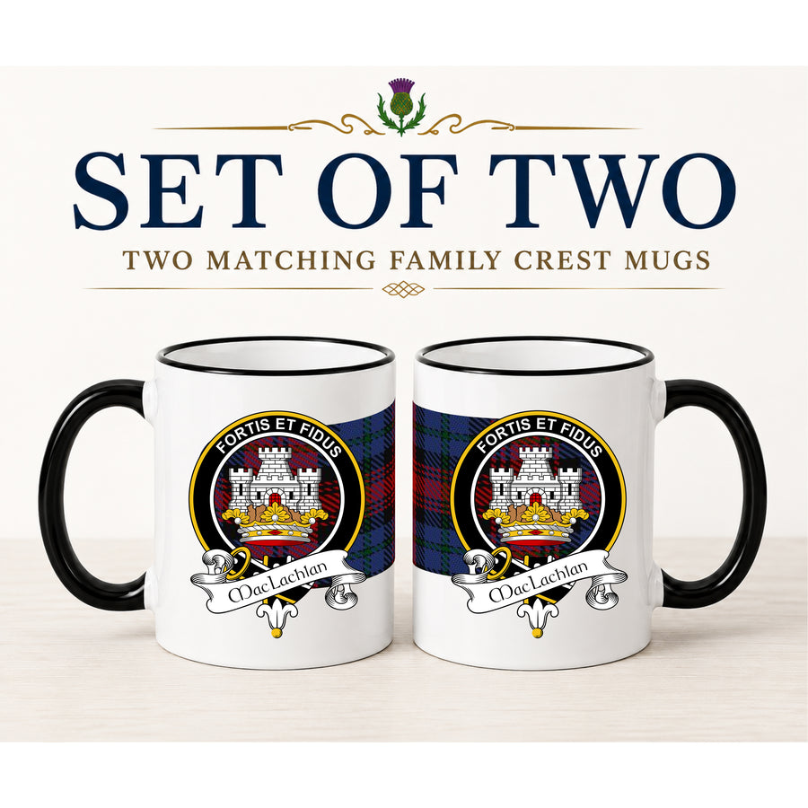 MacLachlan Scottish Clan Crest 11 oz Mugs – Black Crest Design | Set of 2