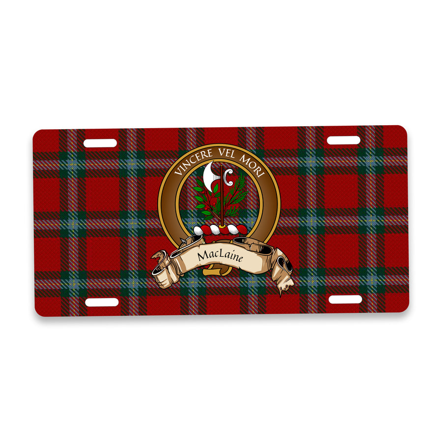 MacLaine Scottish Clan Crest Auto License Plate – Brown Crest Design
