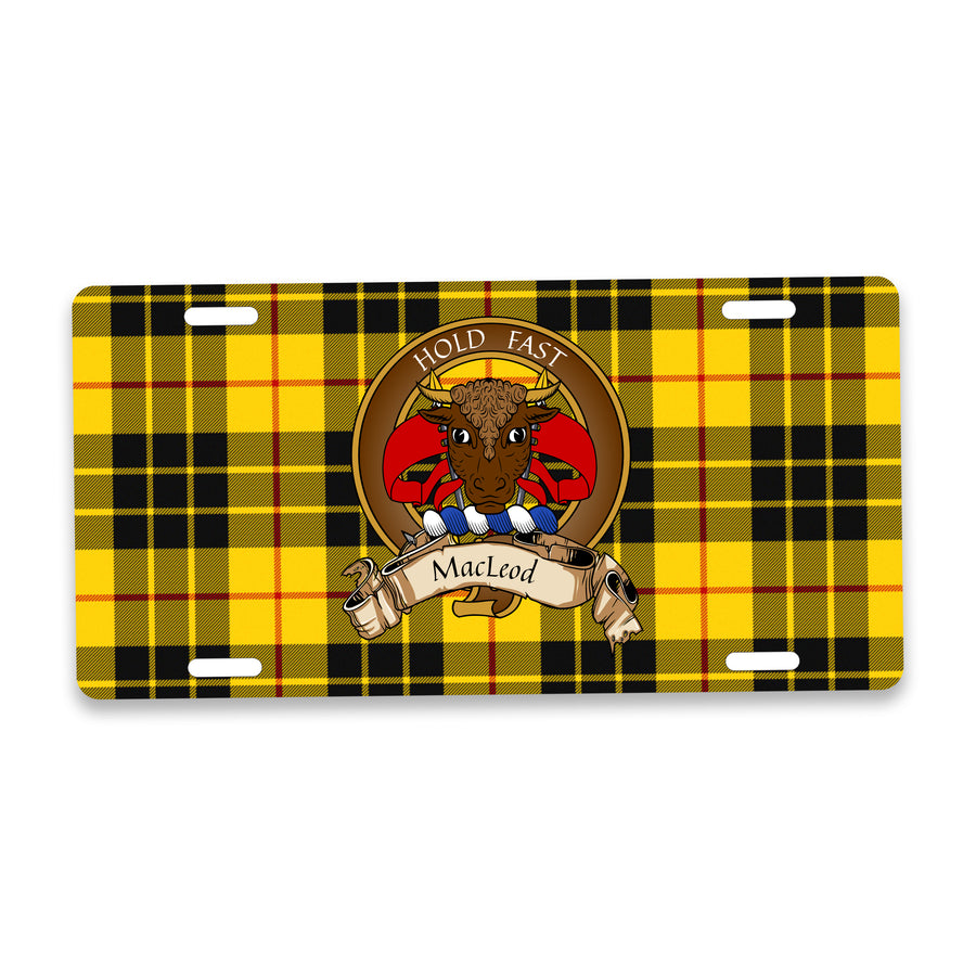 MacLeod Scottish Clan Crest Auto License Plate – Brown Crest Design