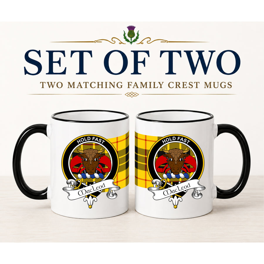 MacLeod Scottish Clan Crest 11 oz Mugs – Black Crest Design | Set of 2