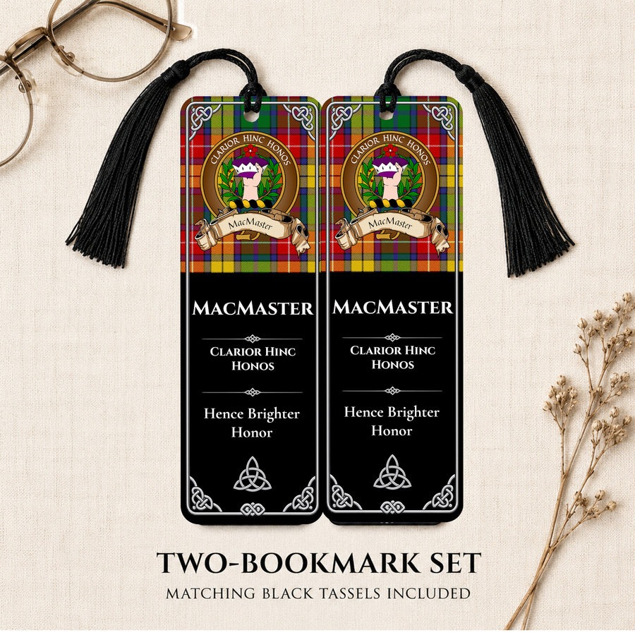MacMaster Scottish Clan Crest Metal Bookmarks - Brown Set of 2
