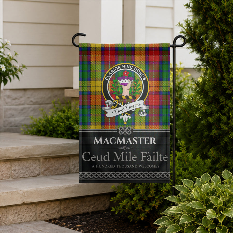 MacMaster Scottish Clan Crest Garden Flag - Black Design