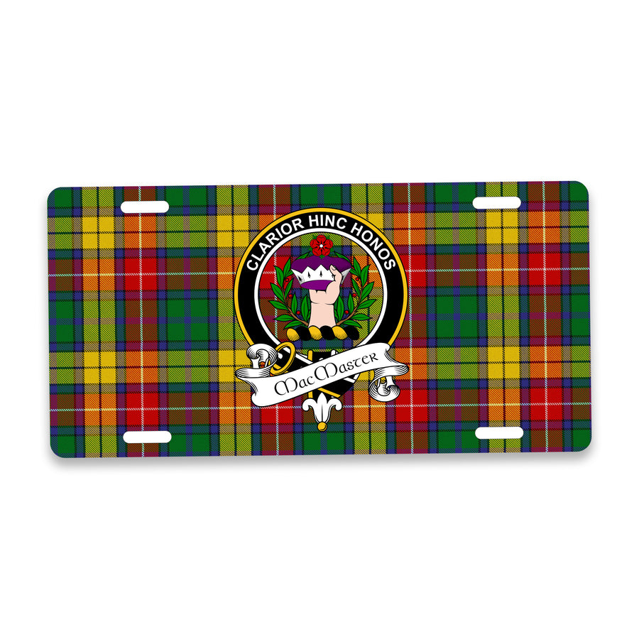 MacMaster Scottish Clan Crest Auto License Plate – Black Crest Design
