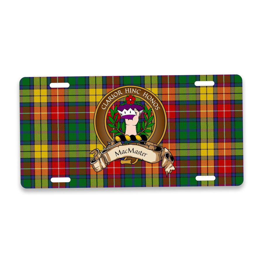 MacMaster Scottish Clan Crest Auto License Plate – Brown Crest Design