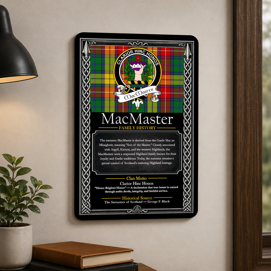 MacMaster Scottish Family History Metal Sign