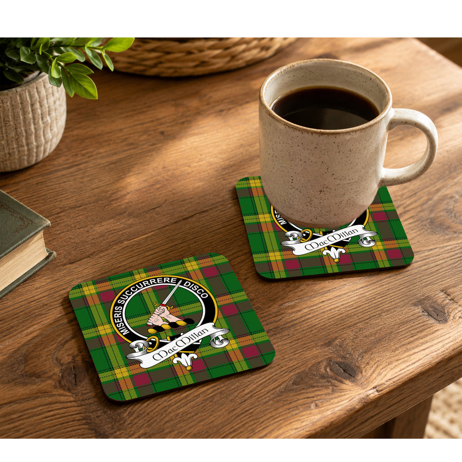 MacMillan Scottish Clan Crest Rubber Coasters - Black Design Set of 4