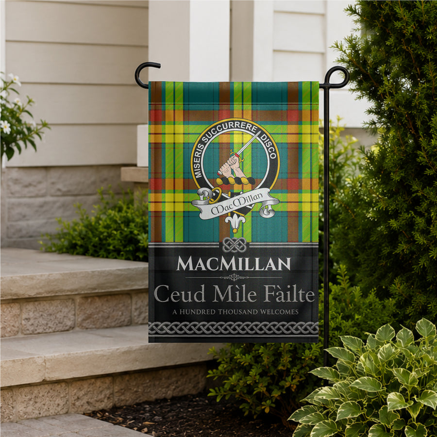 MacMillan Scottish Clan Crest Garden Flag - Black Design