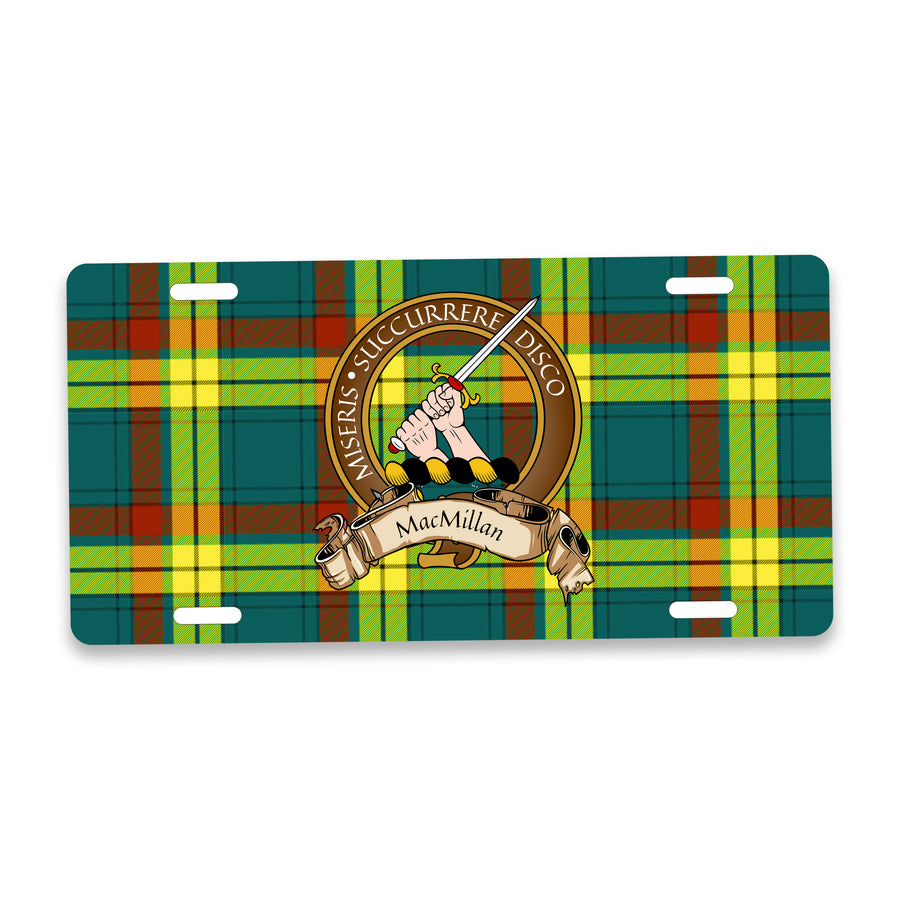 MacMillan Scottish Clan Crest Auto License Plate – Brown Crest Design