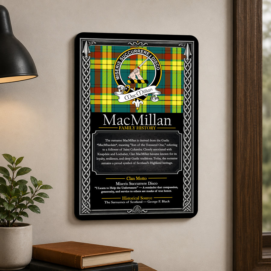 MacMillan Scottish Family History Metal Sign