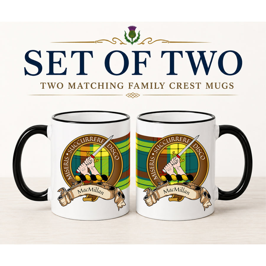 MacMillan Scottish Clan Crest 11 oz Mugs – Brown Crest Design | Set of 2