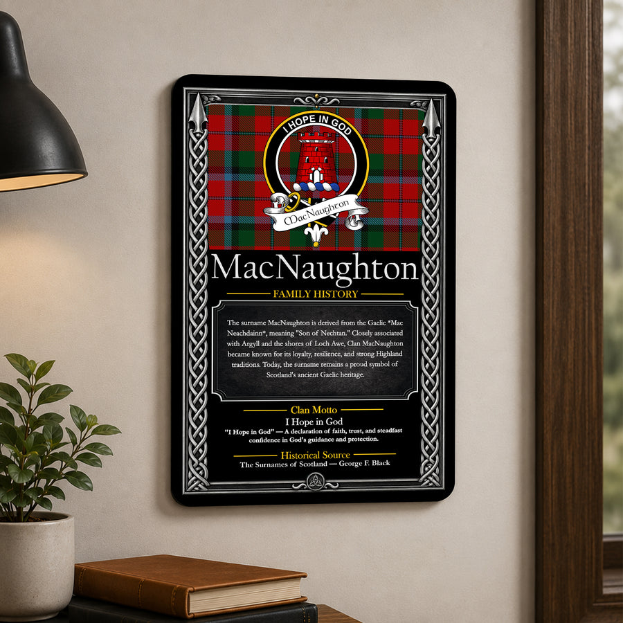 MacNaughton Scottish Family History Metal Sign