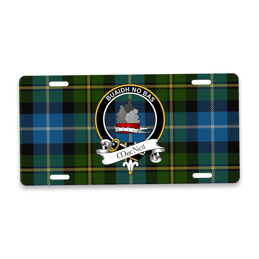 MacNeil Scottish Clan Crest Auto License Plate – Black Crest Design