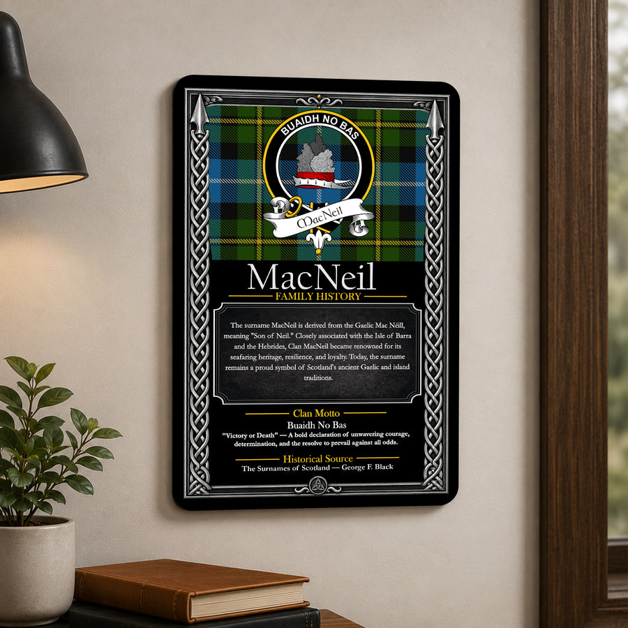 MacNeil Scottish Family History Metal Sign