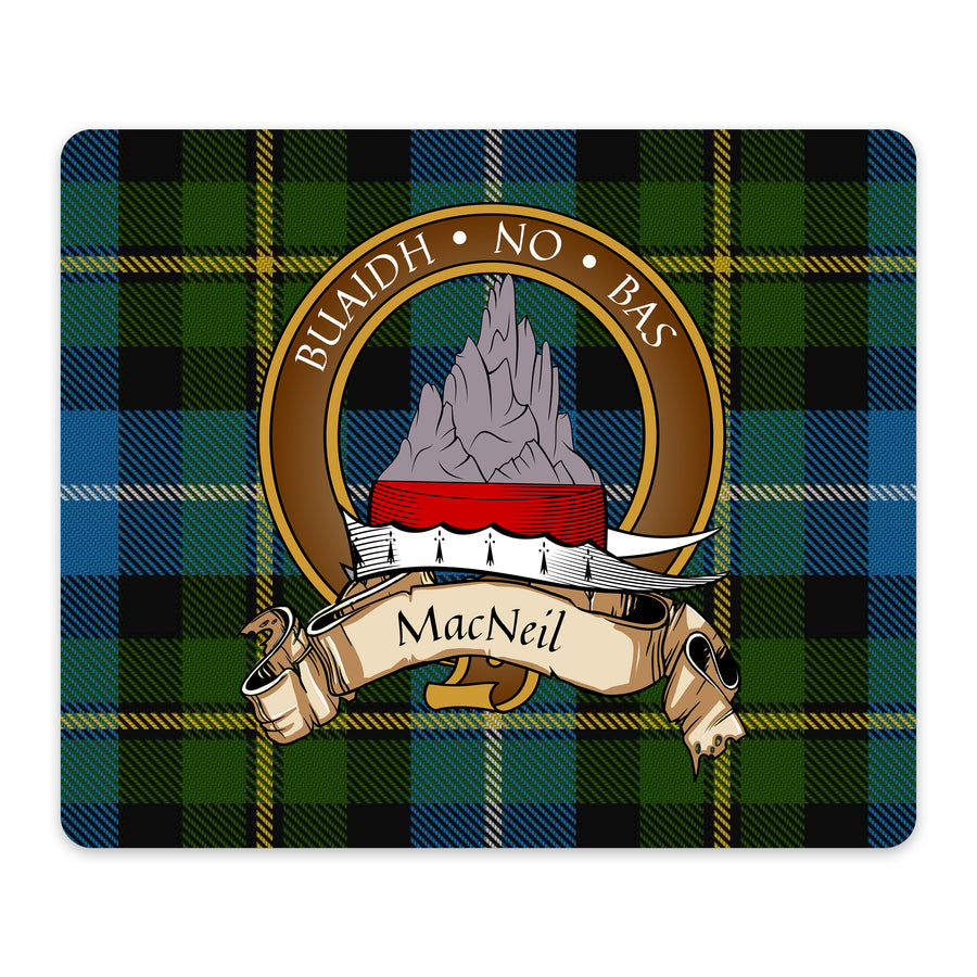 MacNeil Scottish Clan Crest Mouse Pad – Brown Crest Design