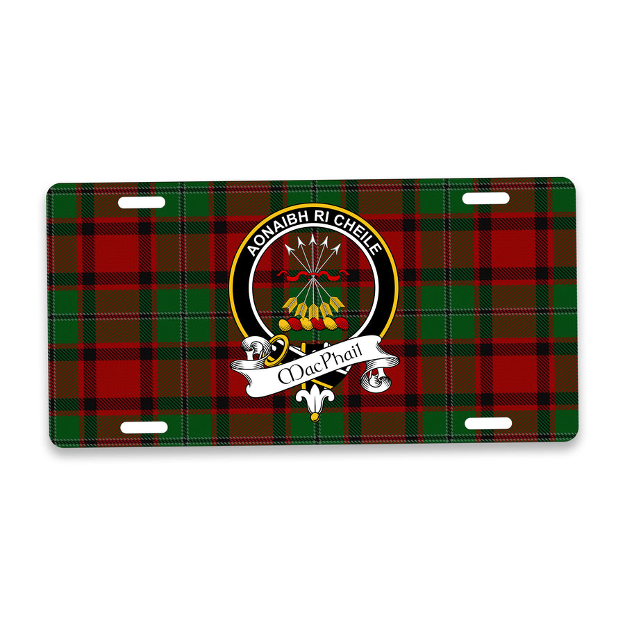 MacPhail Scottish Clan Crest Auto License Plate – Black Crest Design