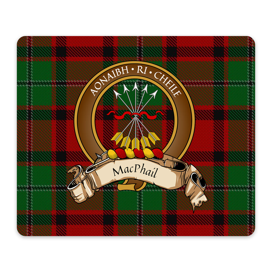 MacPhail Scottish Clan Crest Mouse Pad – Brown Crest Design