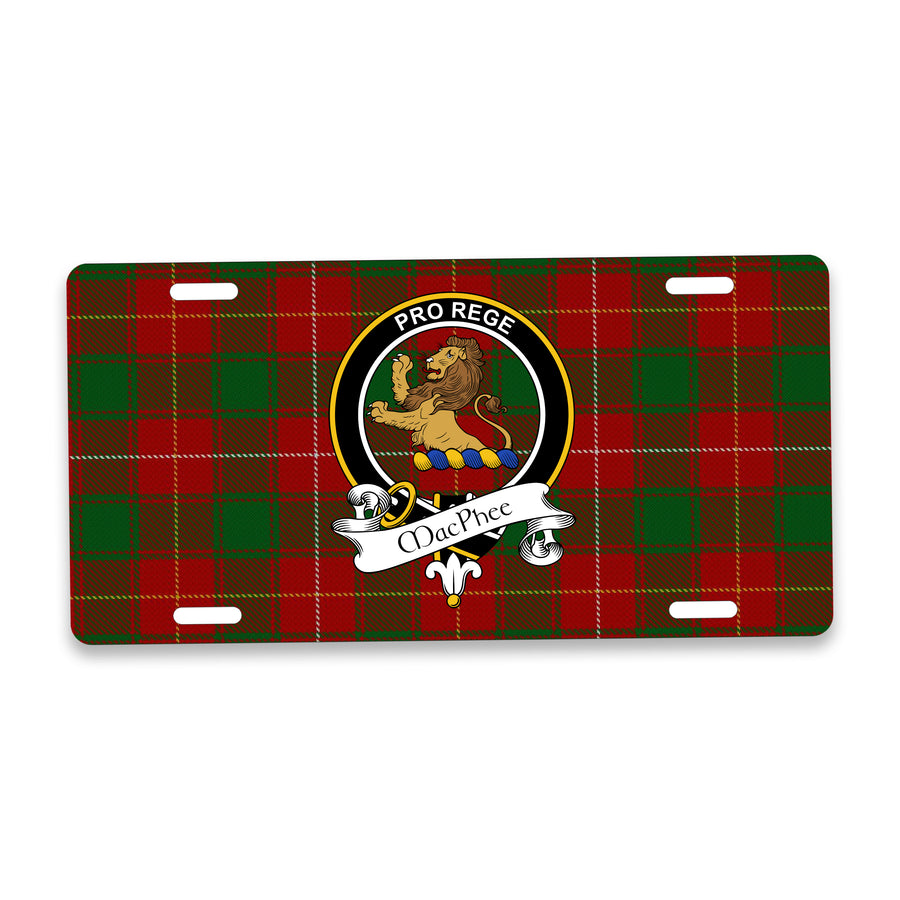 MacPhee Scottish Clan Crest Auto License Plate – Black Crest Design