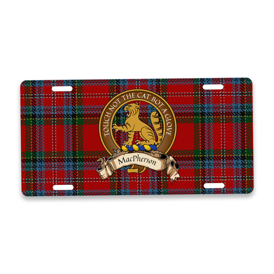 MacPherson Scottish Clan Crest Auto License Plate – Brown Crest Design