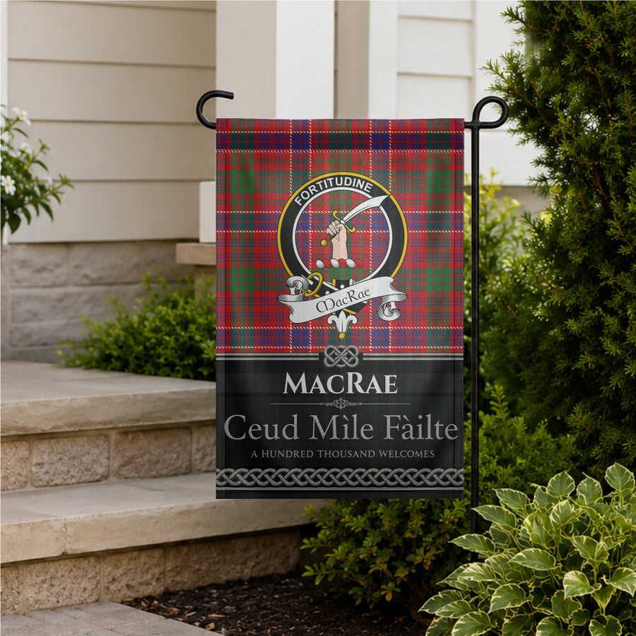 MacRae Scottish Clan Crest Garden Flag - Black Design