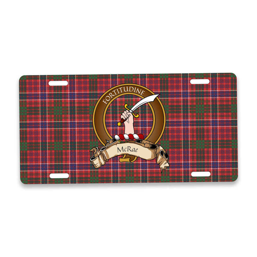 MacRae Scottish Clan Crest Auto License Plate – Brown Crest Design