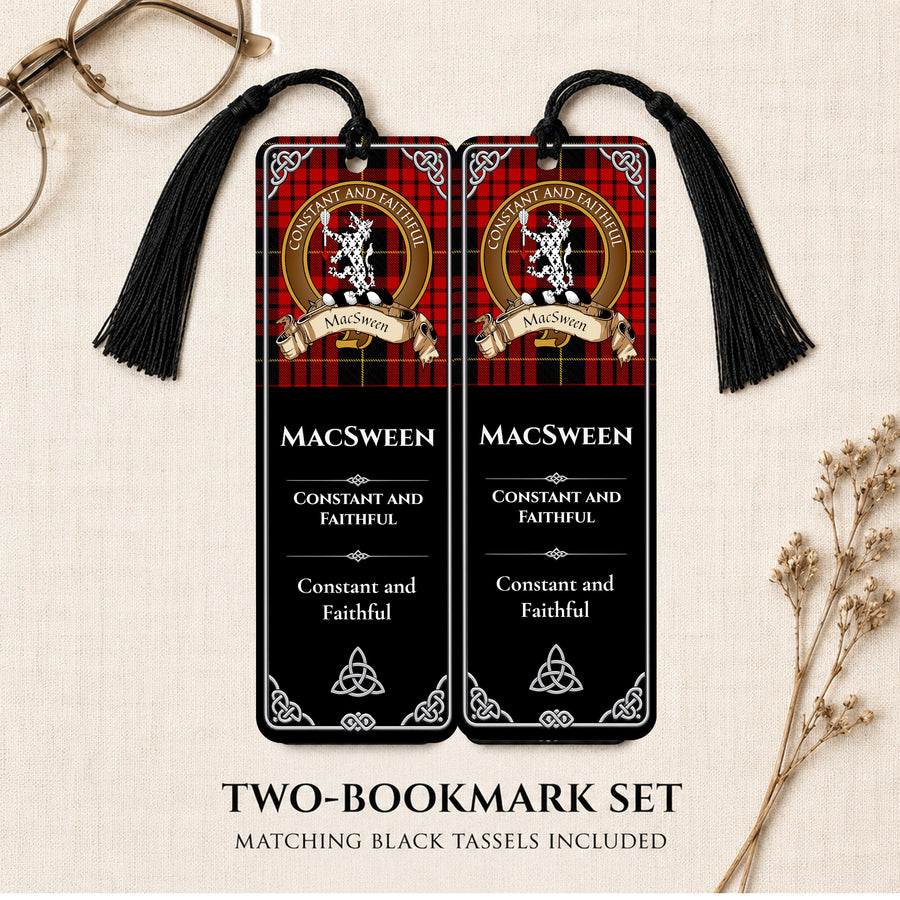 MacSween Scottish Clan Crest Metal Bookmarks - Brown Set of 2