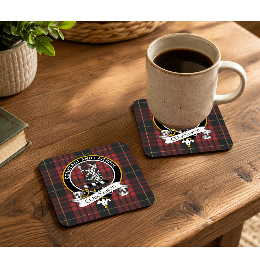 MacSween Scottish Clan Crest Rubber Coasters - Black Design Set of 4