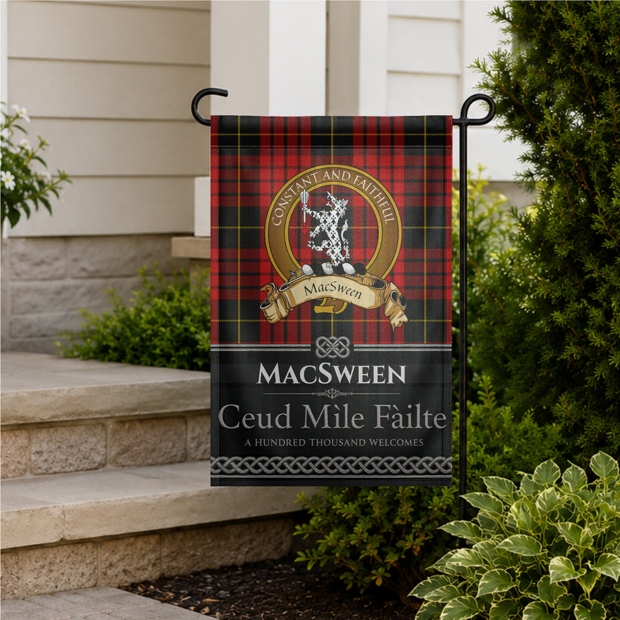 MacSween Scottish Clan Crest Garden Flag - Brown Design