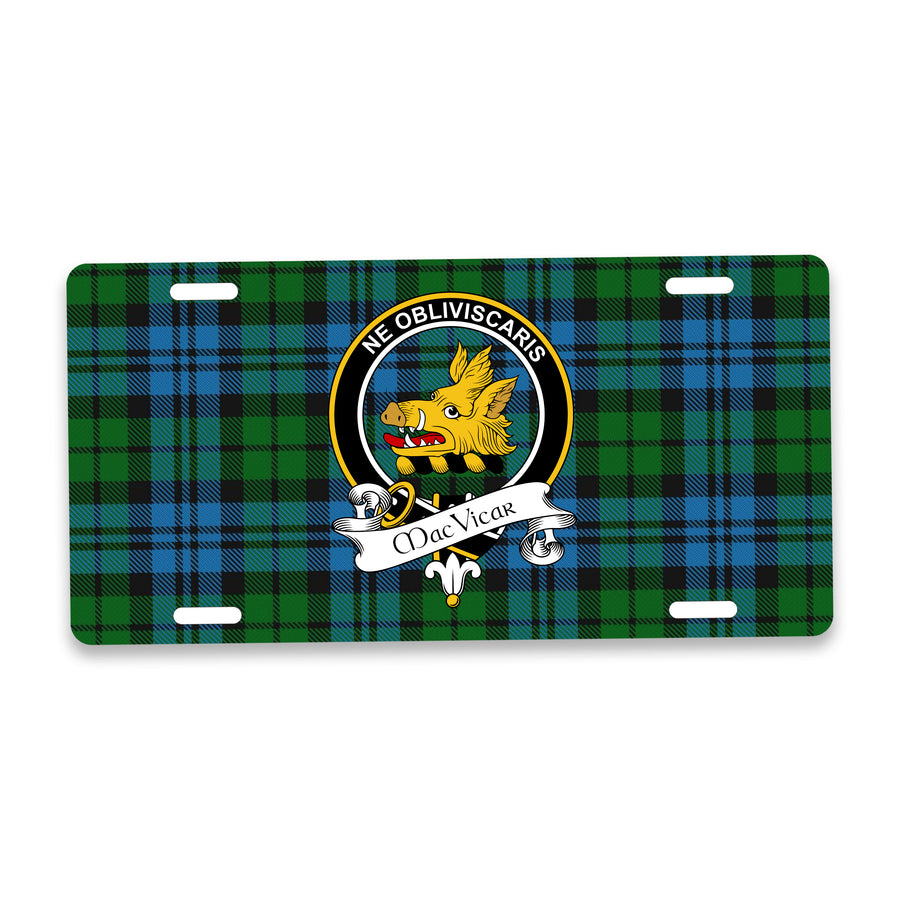 MacVicar Scottish Clan Crest Auto License Plate – Black Crest Design