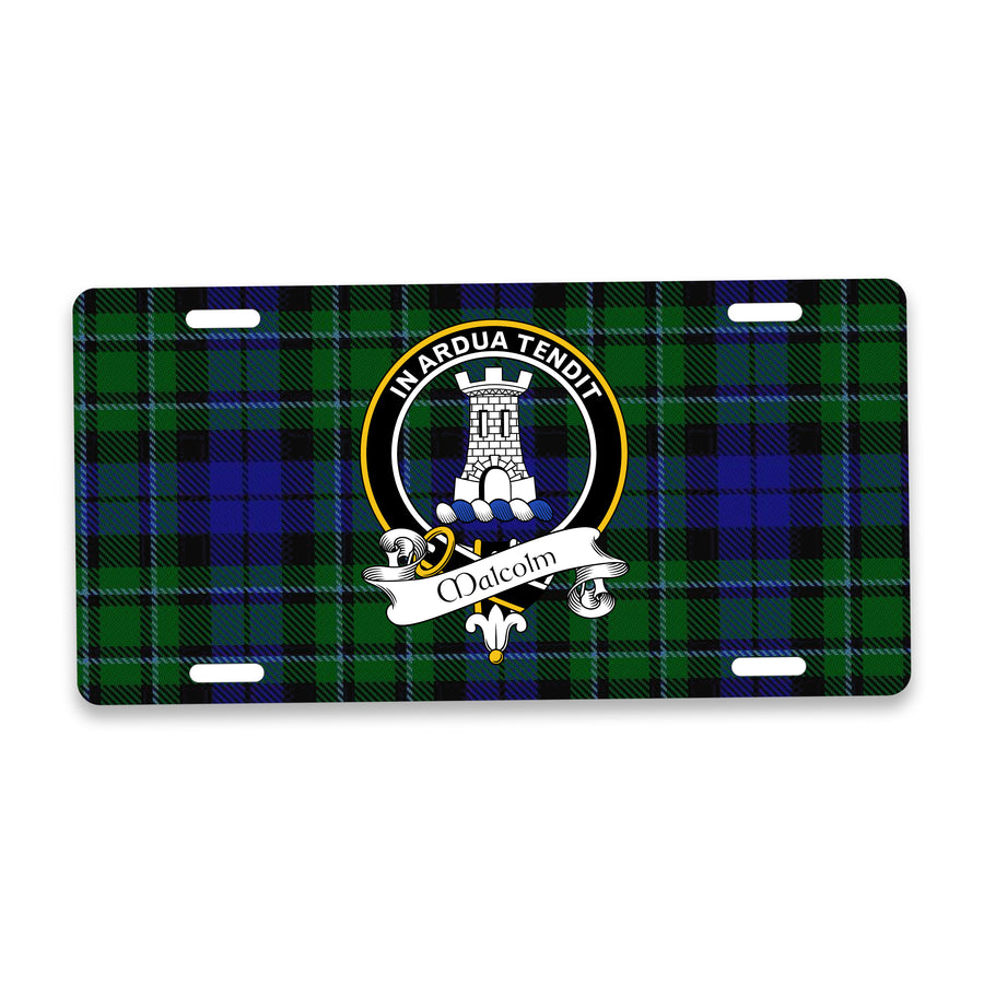 Malcolm Scottish Clan Crest Auto License Plate – Black Crest Design