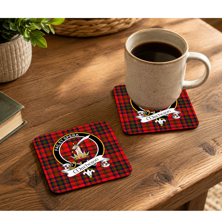 Matheson Scottish Clan Crest Rubber Coasters - Black Design Set of 4
