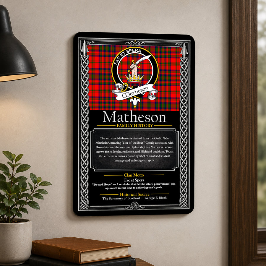 Matheson Scottish Family History Metal Sign