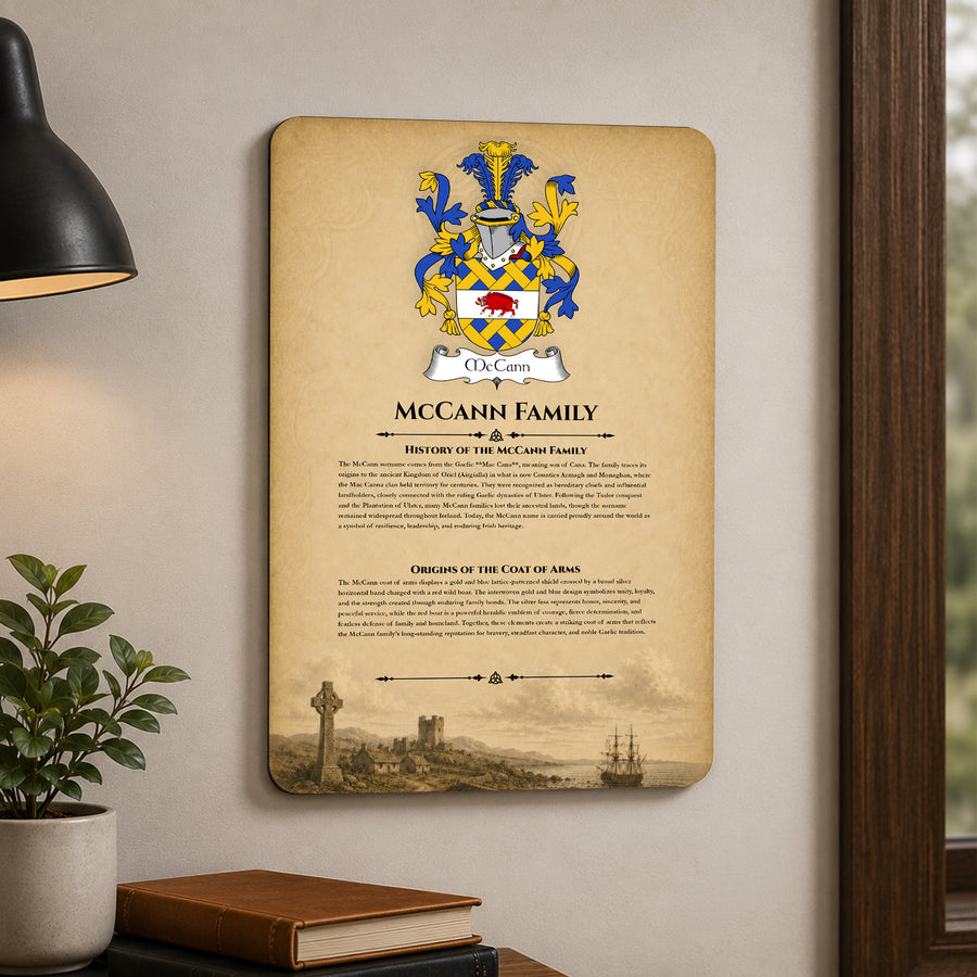 McCann Irish Family History Metal Sign