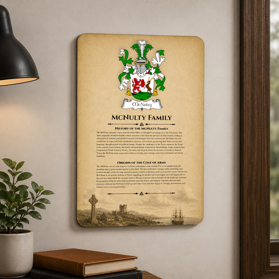 McNulty Irish Family History Metal Sign