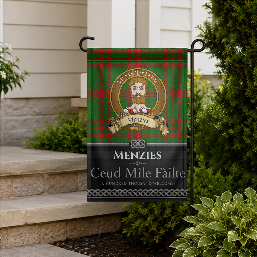Menzies Scottish Clan Crest Garden Flag - Brown Design