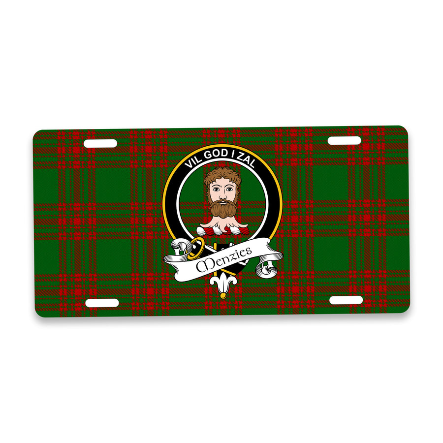 Menzies Scottish Clan Crest Auto License Plate – Black Crest Design
