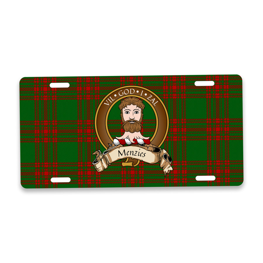 Menzies Scottish Clan Crest Auto License Plate – Brown Crest Design