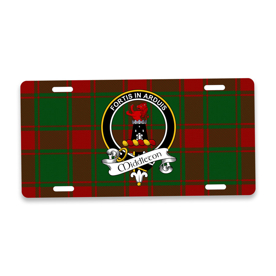 Middleton Scottish Clan Crest Auto License Plate – Black Crest Design