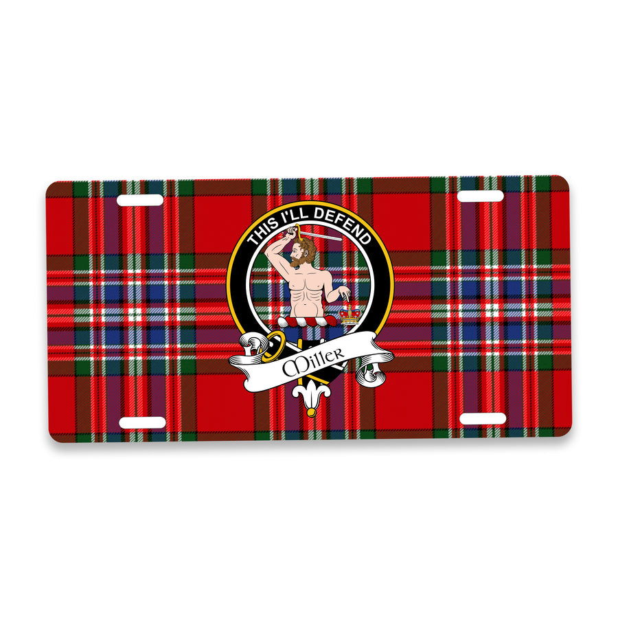 Miller Scottish Clan Crest Auto License Plate – Black Crest Design