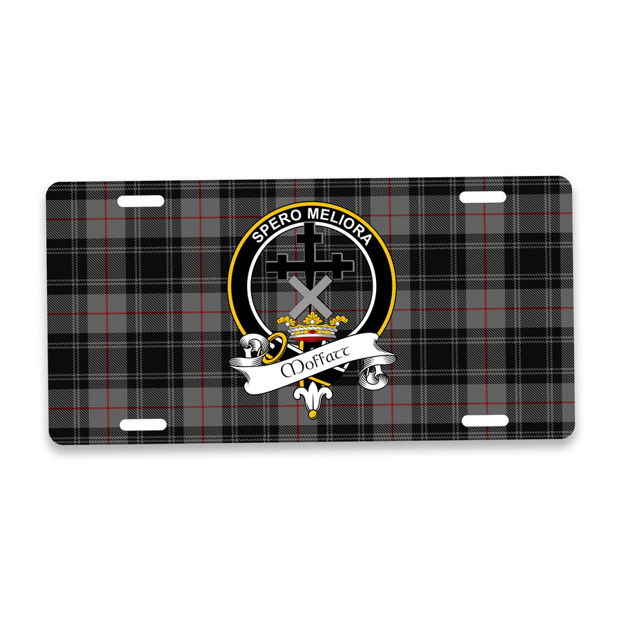 Moffatt Scottish Clan Crest Auto License Plate – Black Crest Design