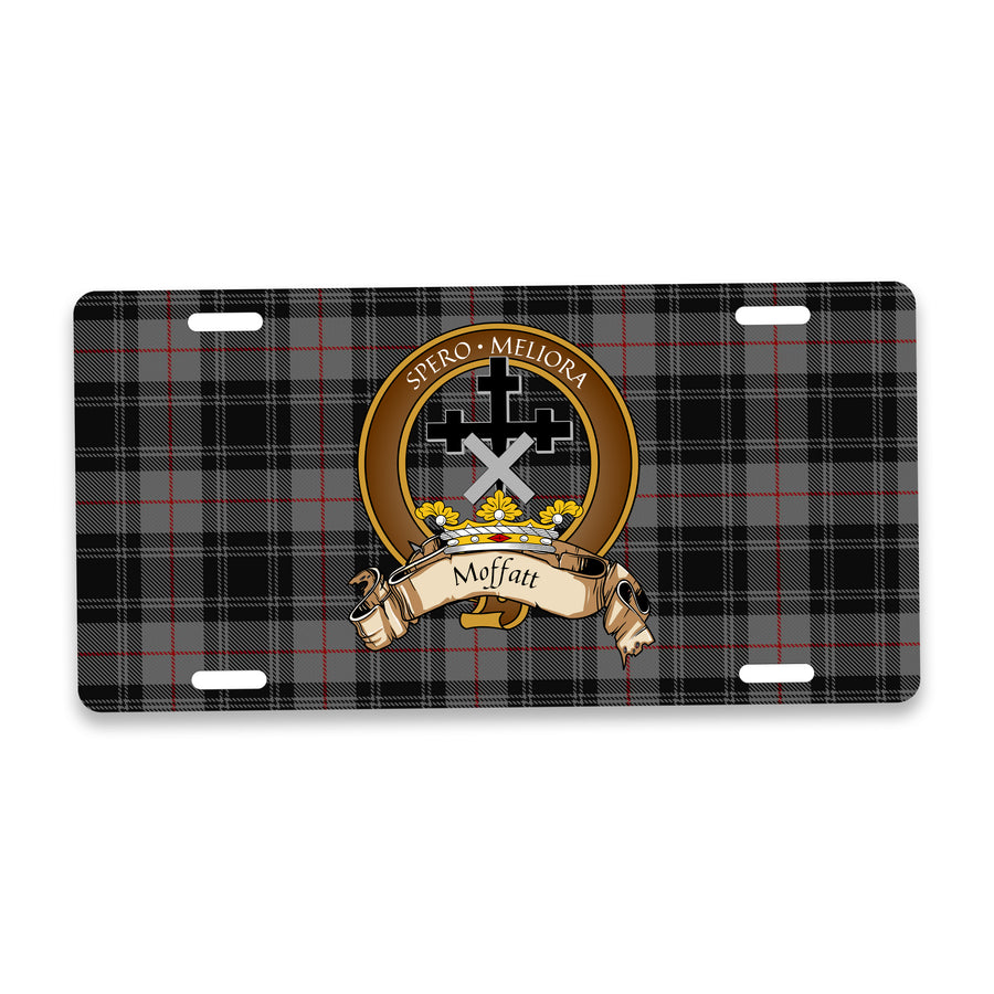 Moffatt Scottish Clan Crest Auto License Plate – Brown Crest Design