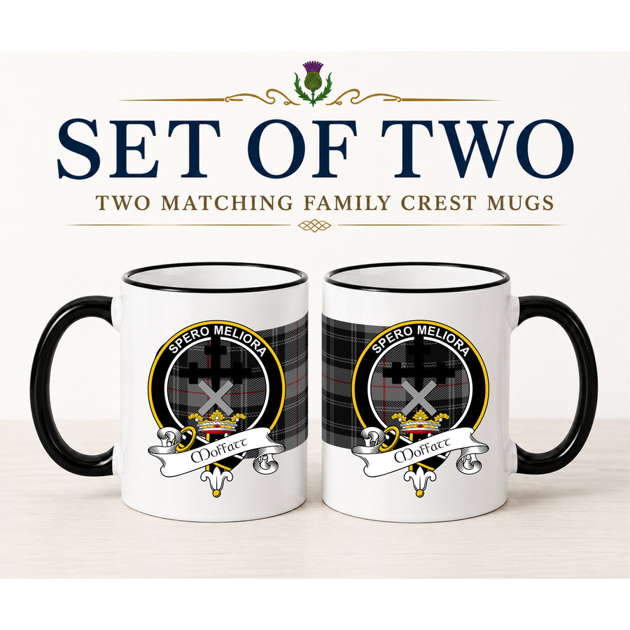 Moffatt Scottish Clan Crest 11 oz Mugs – Black Crest Design | Set of 2