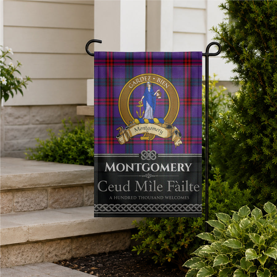 Montgomery Scottish Clan Crest Garden Flag - Brown Design