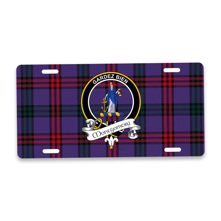 Montgomery Scottish Clan Crest Auto License Plate – Black Crest Design