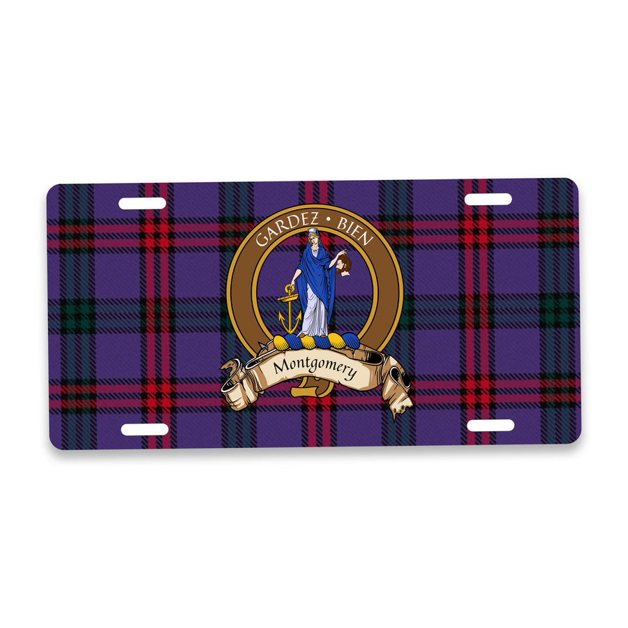 Montgomery Scottish Clan Crest Auto License Plate – Brown Crest Design