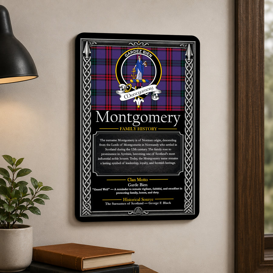Montgomery Scottish Family History Metal Sign